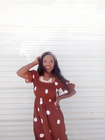 Chocolate Brown with White Polka Dots Dress