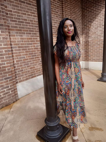 Multi-Colored Paisley Print Dress